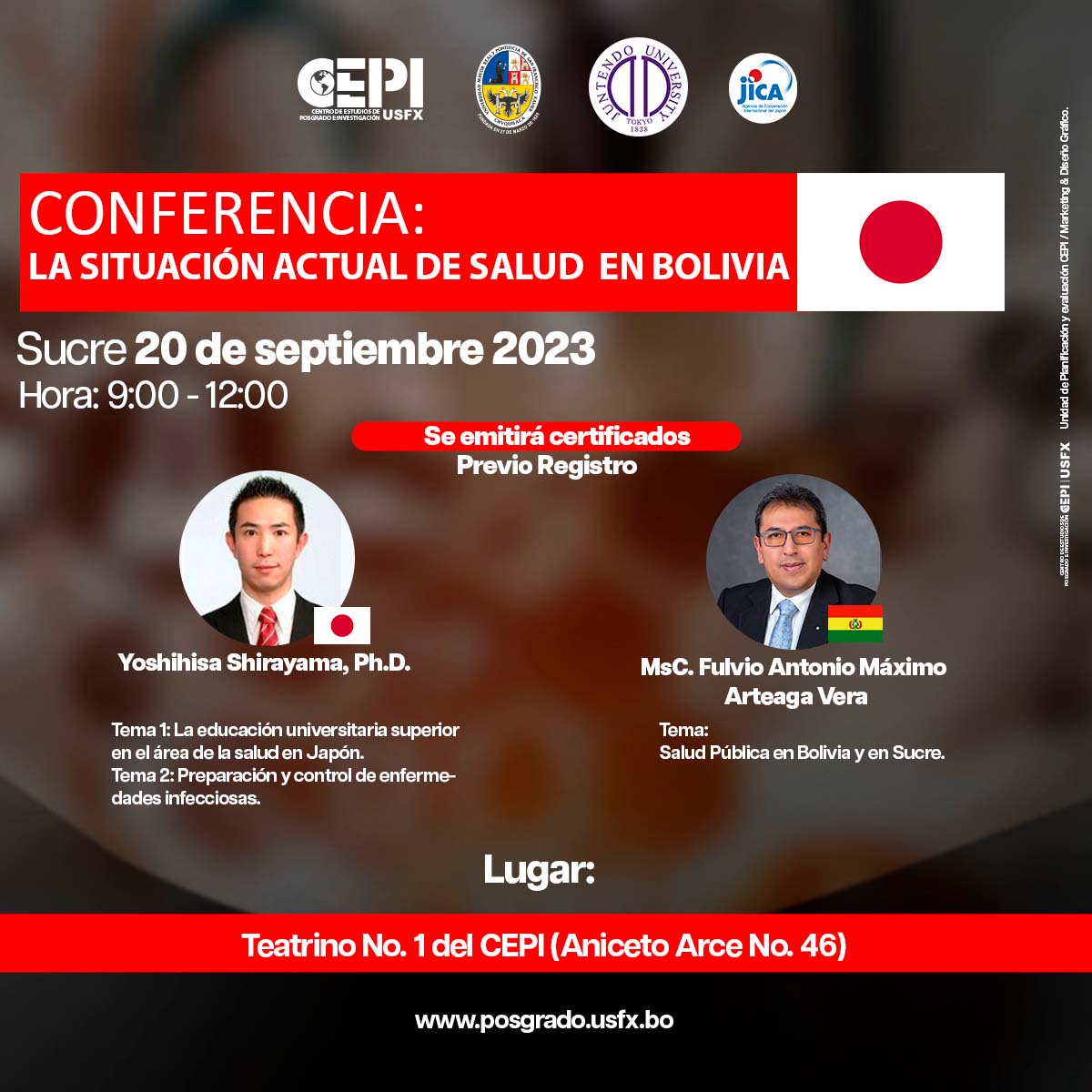 Con el auspicio del CEPI se llevarán adelante conferencias magistrales sobre la “Situación actual de la salud en Bolivia y el mundo”